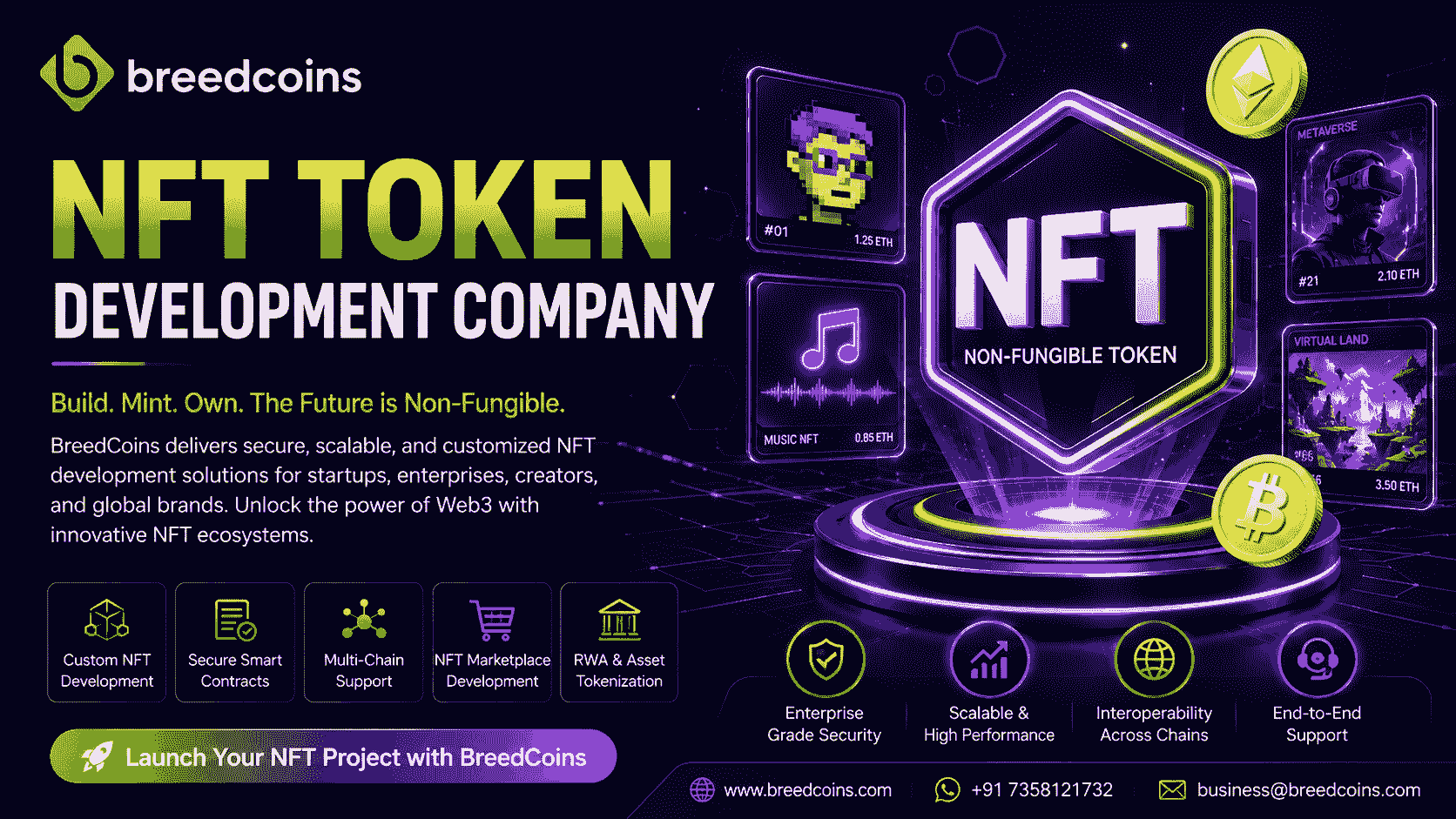 NFT Token Development Company providing secure, scalable, and custom Web3 NFT solutions by BreedCoins