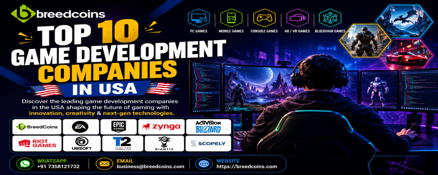 Top 10 Game Development Companies in USA – Web3, Mobile, Blockchain & AAA Game Development Comparison by BreedCoins